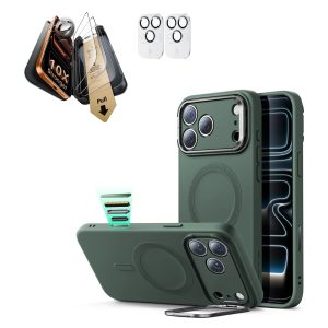 iPhone 17 Pro Bundle Cloud Soft Magnetic Case (Camera Control. Stash Stand) and Armorite Pro Screen Protector - Olive Green