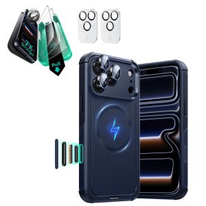 iPhone 17 Pro Bundle Cyber Tough Magnetic Case (Camera Control) and Armorite Screen Protector - Navy Blue