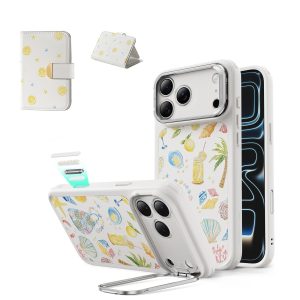 iPhone 17 Pro Classic Hybrid Magnetic Case (Camera Control. Stash Stand) & Aura Clutch Magnetic Wallet - Coastal Summer