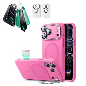 iPhone 17 Pro Cloud Soft Magnetic Case (Camera Control. Stash Stand) Armorite Protection Bundle - Rosy Pink