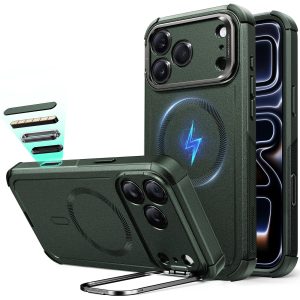 iPhone 17 Pro Cyber Tough Magnetic Case (Camera Control. Stash Stand) - Olive Green