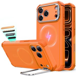 iPhone 17 Pro Cyber Tough Magnetic Case (Camera Control. Stash Stand) - Orange