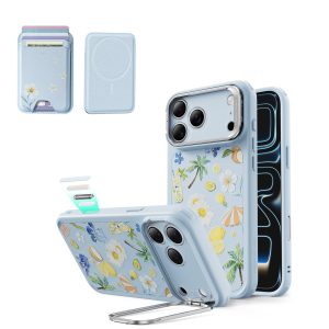 iPhone 17 Pro Max Bundle Classic Hybrid Magnetic Case (Camera Control. Stash Stand) & Classic Magnetic Wallet - Tropical Paradise