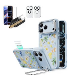 iPhone 17 Pro Max Bundle Classic Hybrid Magnetic Case (Camera Control. Stash Stand) and Armorite Pro Screen Protector - Tropical Paradise