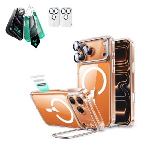iPhone 17 Pro Max Bundle Classic Hybrid Magnetic Case (Camera Control. Stash Stand) and Armorite Screen Protector - Clear