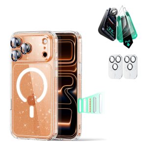 iPhone 17 Pro Max Bundle Classic Hybrid Magnetic Case (Camera Control) and Armorite Screen Protector - Clear Shimmer