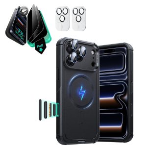 iPhone 17 Pro Max Bundle Cyber Tough Magnetic Case (Camera Control) and Armorite Privacy Screen Protector - Black
