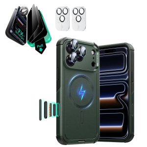iPhone 17 Pro Max Bundle Cyber Tough Magnetic Case (Camera Control) and Armorite Privacy Screen Protector - Olive Green