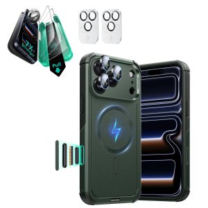 iPhone 17 Pro Max Bundle Cyber Tough Magnetic Case (Camera Control) and Armorite Screen Protector - Olive Green