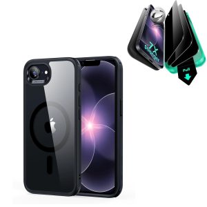 iPhone 17e Bundle Classic Hybrid Magnetic Case & Armorite® Privacy Screen Protector - Clear Black
