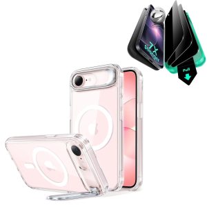 iPhone 17e Bundle Classic Hybrid Magnetic Case (Stash Stand) & Armorite® Privacy Screen Protector - Clear