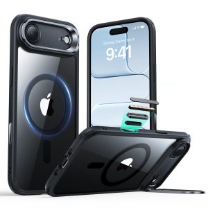 iPhone Air Classic Hybrid Magnetic Case (Camera Control. Stash Stand) - Clear Black