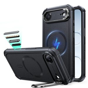 iPhone Air Cyber Tough Magnetic Case (Camera Control. Stash Stand) - Black