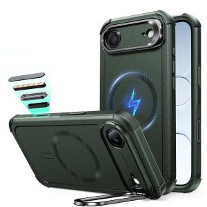iPhone Air Cyber Tough Magnetic Case (Camera Control. Stash Stand) - Olive Green