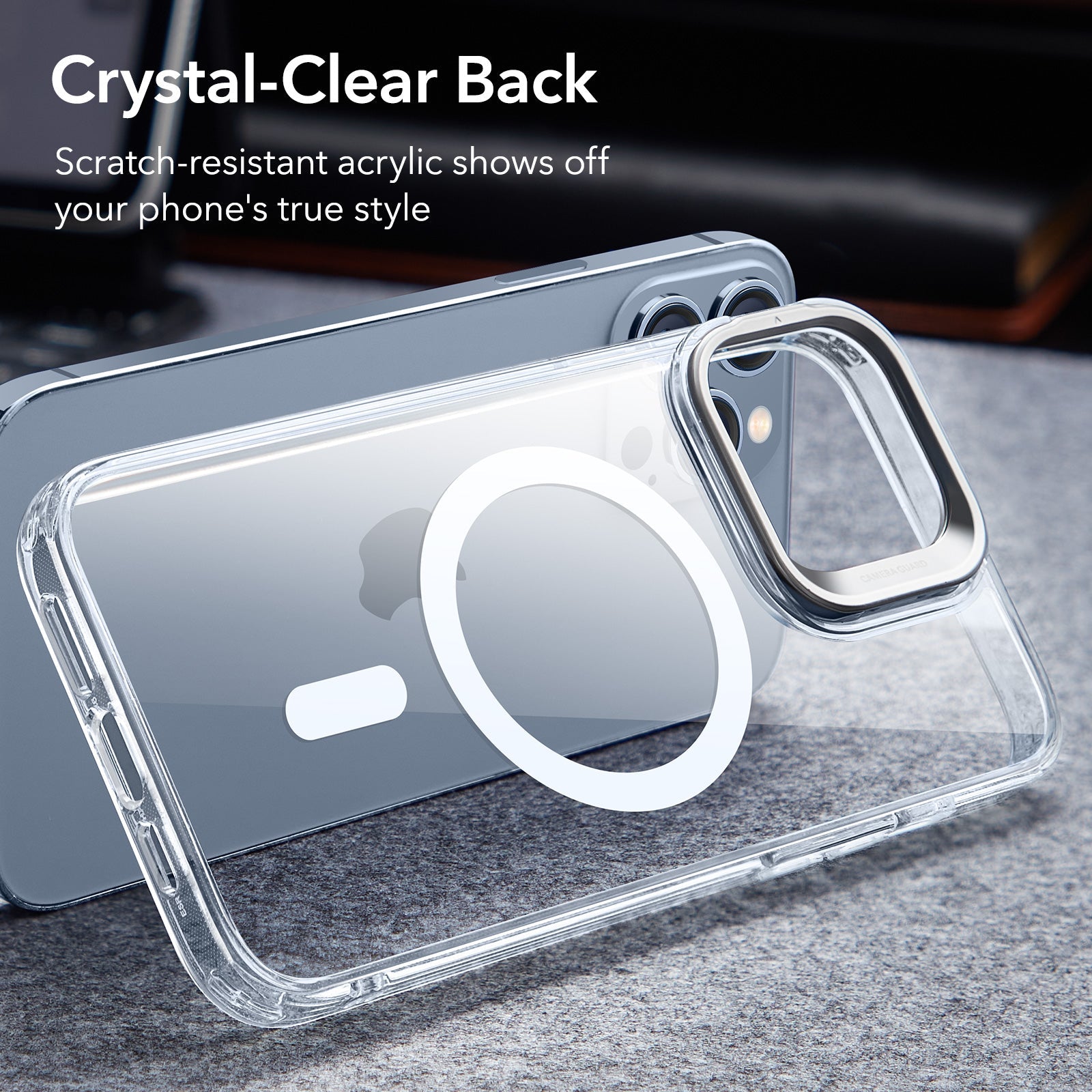 iPhone 13 Pro Max Classic Hybrid Case with Stash Stand (HaloLock) - Clear - Image 7