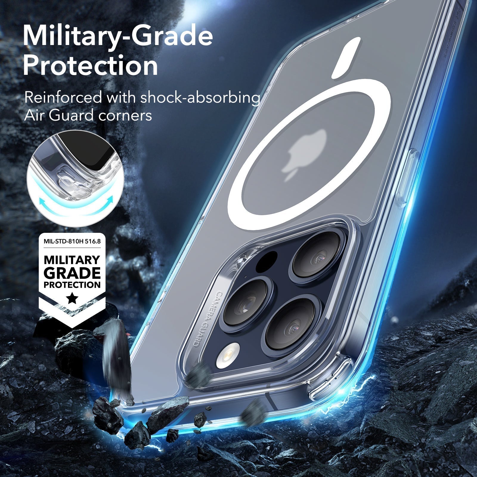 iPhone 15 Pro Max Classic Hybrid Case (HaloLock) - Frosted Black - Image 4