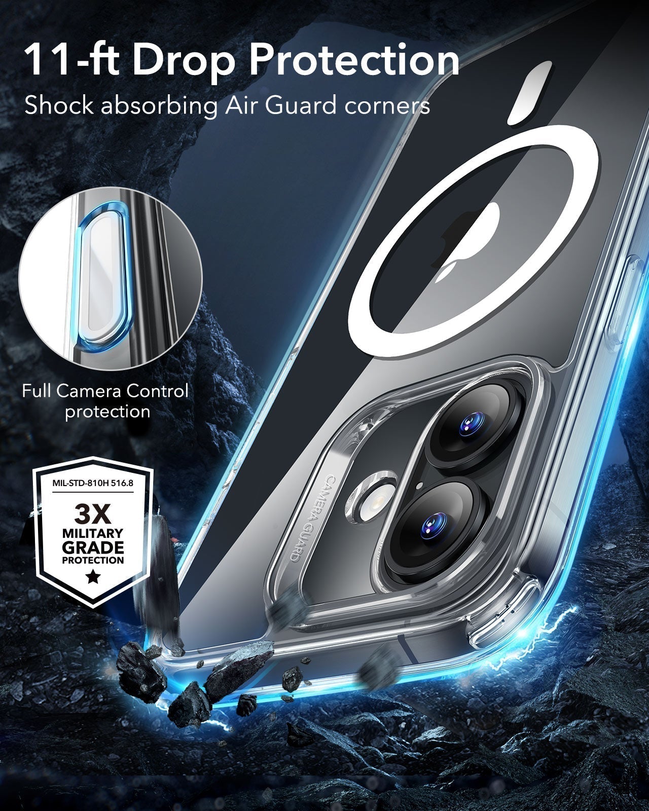 iPhone 16 Plus Classic Hybrid Magnetic Case (Camera Control) & Screen Protection Bundle - Clear - Image 8