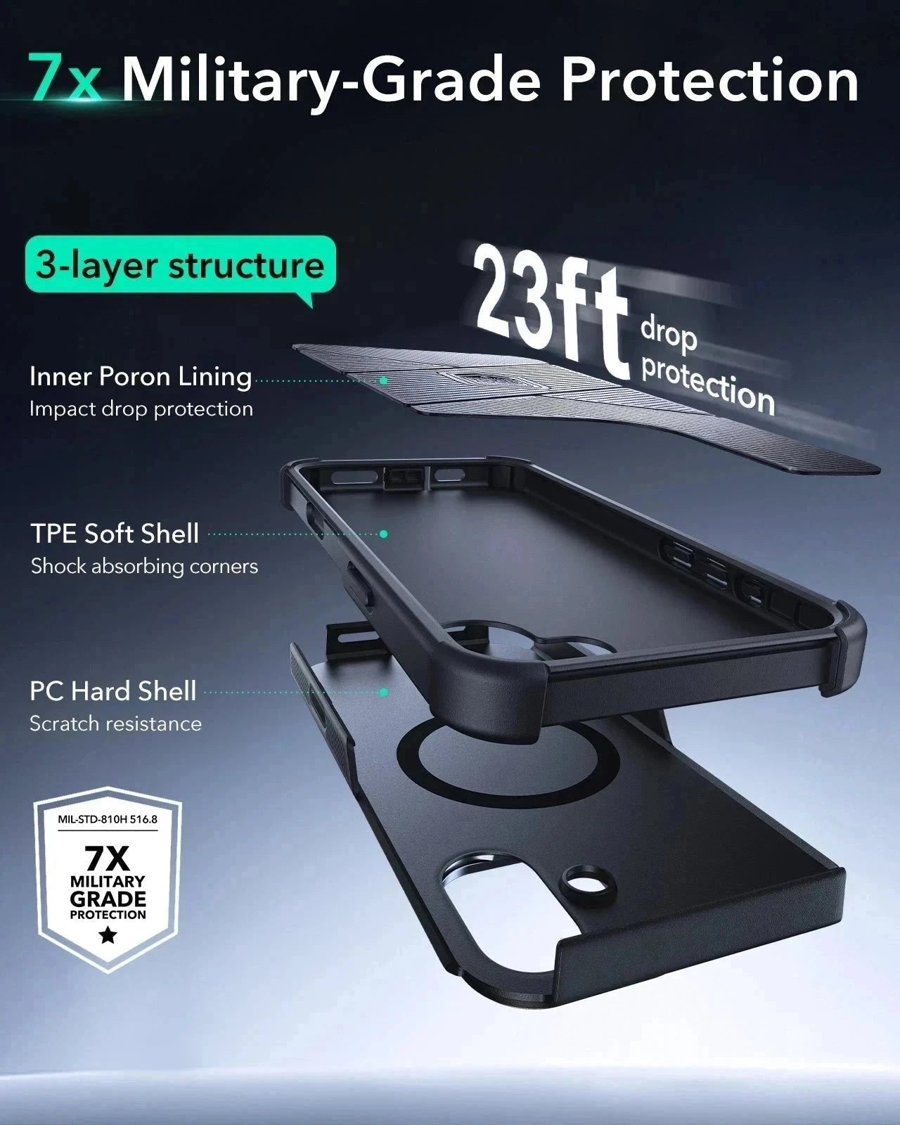 iPhone 16 Plus Cyber Tough Magnetic Case Privacy Protection Bundle (Camera Control. Stash Stand) - Black - Image 6