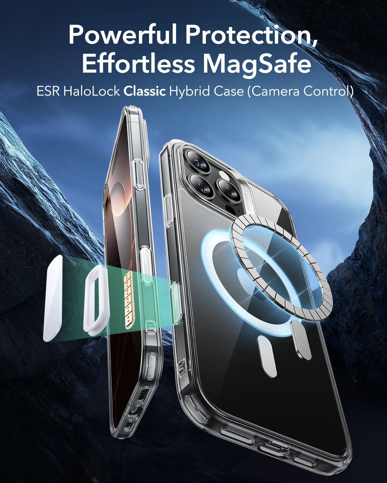 iPhone 16 Pro Max Classic Hybrid Magnetic Case (Camera Control) & Screen Protection Bundle - Clear - Image 3