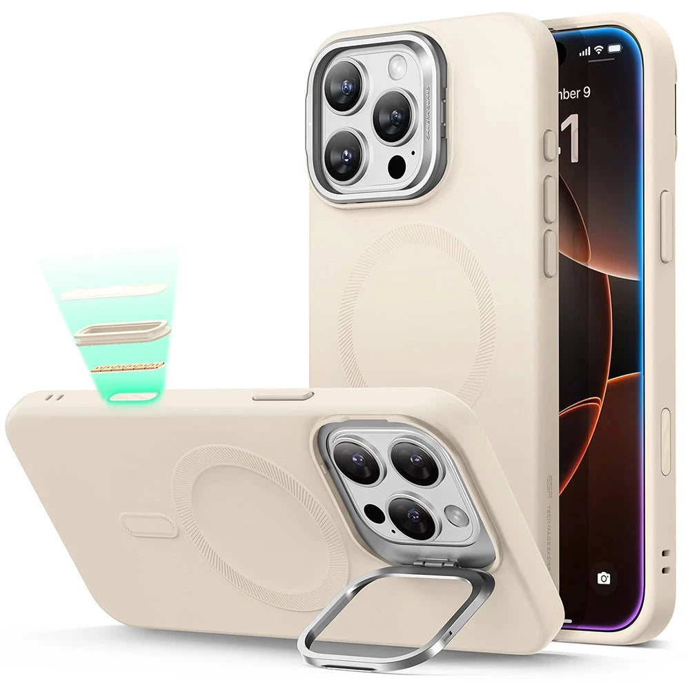 iPhone 16 Pro Max Cloud Soft Magnetic Case (Camera Control. Stash Stand) - Light Tan