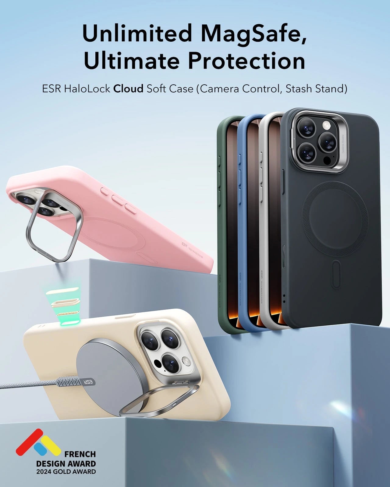 iPhone 16 Pro Max Cloud Soft Magnetic Case (Camera Control. Stash Stand) - Light Tan - Image 3