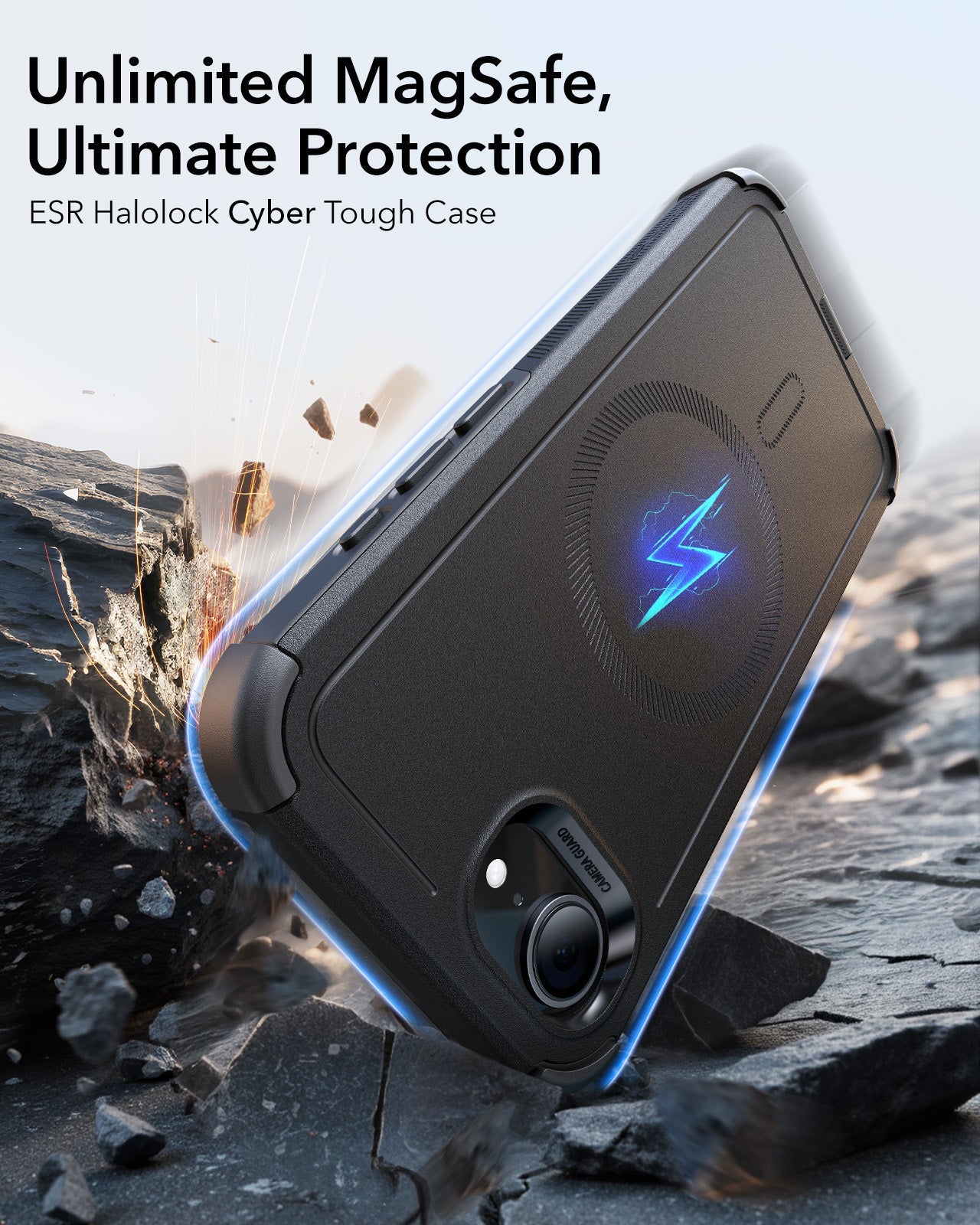 iPhone 16e HaloLock Cyber Tough Case Protection Bundle - Black - Image 3