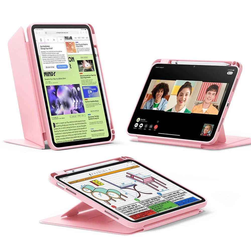 iPad 10th Generation Flip Magnetic Case with Pencil Holder - Pink