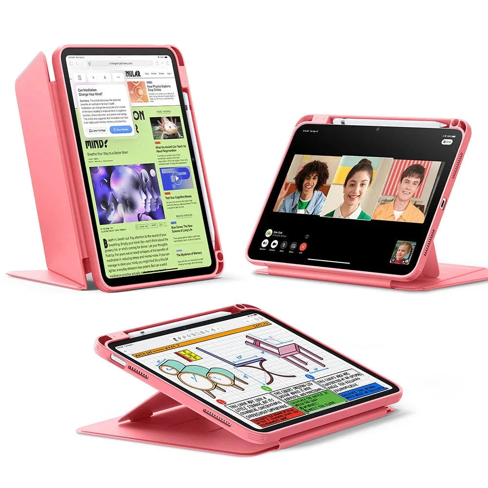 iPad 11 (A16. 2025) Flip Magnetic Case with Pencil Holder - Red